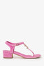 Pre-Loved Chanel™ Pink Velvet CC T-Strap Sandals Size 39