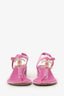 Pre-Loved Chanel™ Pink Velvet CC T-Strap Sandals Size 39