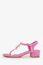 Pre-Loved Chanel™ Pink Velvet CC T-Strap Sandals Size 39