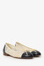 Pre-Loved Chanel™ White/Black Lace CC Cap Toe Ballet Flats Size 36