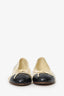 Pre-Loved Chanel™ White/Black Lace CC Cap Toe Ballet Flats Size 36