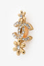 Pre-Loved Chanel™ 2023 Gold Tone Crystal CC Flower Earrings