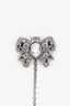 Miu Miu Silver Tone Crystal Bow Pearl Drop Earrings