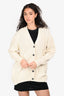 Hermès Cream Cashmere Logo Oversized Cardigan Size 36