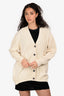 Hermès Cream Cashmere Logo Oversized Cardigan Size 36