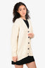 Hermès Cream Cashmere Logo Oversized Cardigan Size 36