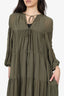 Matteau Khaki Green Silk Sheer Tiered Maxi Dress Size 6