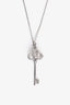 Tiffany & Co. 18k White Gold Mini Crown Key Pendant with Round Brilliant Diamonds