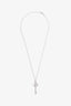 Tiffany & Co. 18k White Gold Mini Crown Key Pendant with Round Brilliant Diamonds