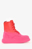 Alexander McQueen Red/Pink Chunky Lace-Up Ankle Boots Size 37.5
