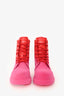Alexander McQueen Red/Pink Chunky Lace-Up Ankle Boots Size 37.5