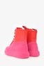 Alexander McQueen Red/Pink Chunky Lace-Up Ankle Boots Size 37.5