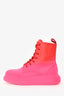 Alexander McQueen Red/Pink Chunky Lace-Up Ankle Boots Size 37.5