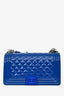 Pre-Loved Chanel™ 2014/15 Cobalt Blue Patent Old Medium Boy Bag