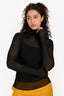 AFRM Black Mesh Sheer Bow Detail Long Sleeve Turtleneck Top Size M