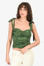 For Love of Lemons Green/White Polk-a-Dot Ruched Corset Top Size S