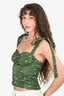For Love of Lemons Green/White Polk-a-Dot Ruched Corset Top Size S