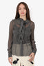 Philosophy Di Alberta Ferretti Grey Silk Lace Ruffle Blouse Size 38