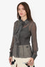 Philosophy Di Alberta Ferretti Grey Silk Lace Ruffle Blouse Size 38