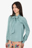 Diane Von Furstenberg Green Silk Blouse Size 6