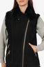 Burberry Black Shearling Biker Vest Size 8