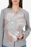 Emporio Armani Grey/Taupe Flower Embroidered Jacket Size 42