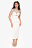 Self-Portrait 2024 White Bridal Embellished Crêpe Diamante Midi Dress Size 2