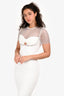 Self-Portrait 2024 White Bridal Embellished Crêpe Diamante Midi Dress Size 2