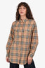 Burberry Brown Tartan Patterned Button-Up Shirt Size 4 US