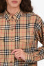Burberry Brown Tartan Patterned Button-Up Shirt Size 4 US