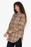 Burberry Brown Tartan Patterned Button-Up Shirt Size 4 US