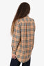 Burberry Brown Tartan Patterned Button-Up Shirt Size 4 US