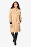 Burberry Tan Logo Printed Single Breasted Coat Size 10 US