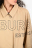 Burberry Tan Logo Printed Single Breasted Coat Size 10 US