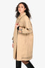 Burberry Tan Logo Printed Single Breasted Coat Size 10 US