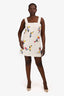 Ganni White Floral Beaded Tank Strap Mini Dress Size 40