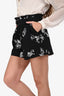 Maje Black Floral Embroidered Belted Shorts Size 40