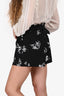 Maje Black Floral Embroidered Belted Shorts Size 40