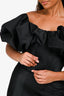 House of CB Black Satin 'Selena' Ruffle Strapless Dress Size M