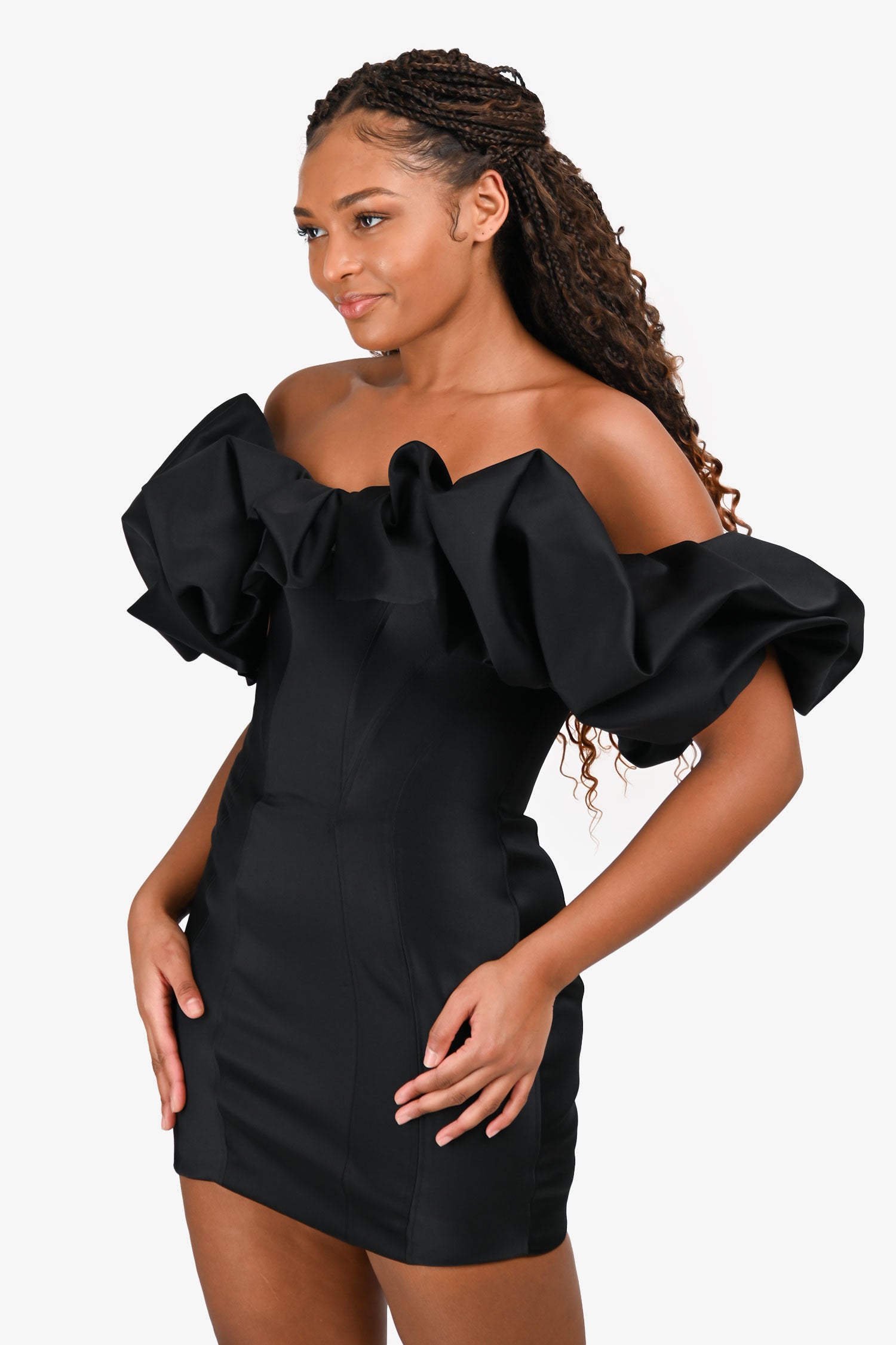 House of CB Black Satin 'Selena' Ruffle Strapless Dress Size M – Mine & Yours