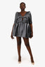 Shushu/Tong Dark Grey Satin Puff Sleeve Mini Dress Size 12