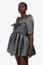 Shushu/Tong Dark Grey Satin Puff Sleeve Mini Dress Size 12