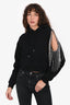 AREA Black Cotton Crystal Embellished Shoulder Hoodie Size S