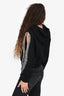 AREA Black Cotton Crystal Embellished Shoulder Hoodie Size S
