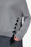 Red Valentino Grey Wool Lace-Up Detail Knit Sweater Size M