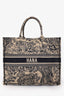 Christian Dior Navy/Beige Toile de Jouy Embroidered Large Book Tote With Initial