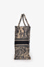 Christian Dior Navy/Beige Toile de Jouy Embroidered Large Book Tote With Initial