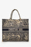 Christian Dior Navy/Beige Toile de Jouy Embroidered Large Book Tote With Initial