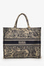 Christian Dior Navy/Beige Toile de Jouy Embroidered Large Book Tote With Initial