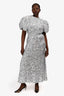 Rotate Silver Puff-Sleeve Sequined Midi Dress Size 8